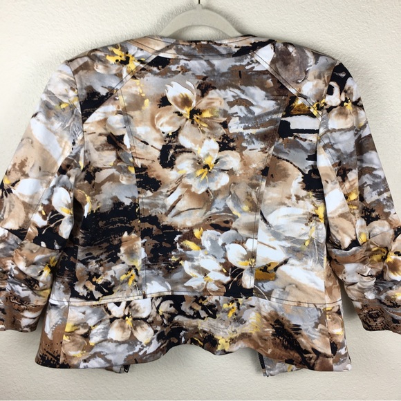 Coldwater Creek Women's Zip Front Floral Jacket 3/4 Sleeve Size 10 Petite - Picture 8 of 12